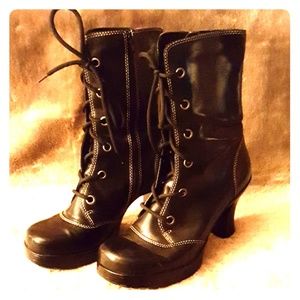xhilaration - Black Combat Boot - 3.75" Heel - 11